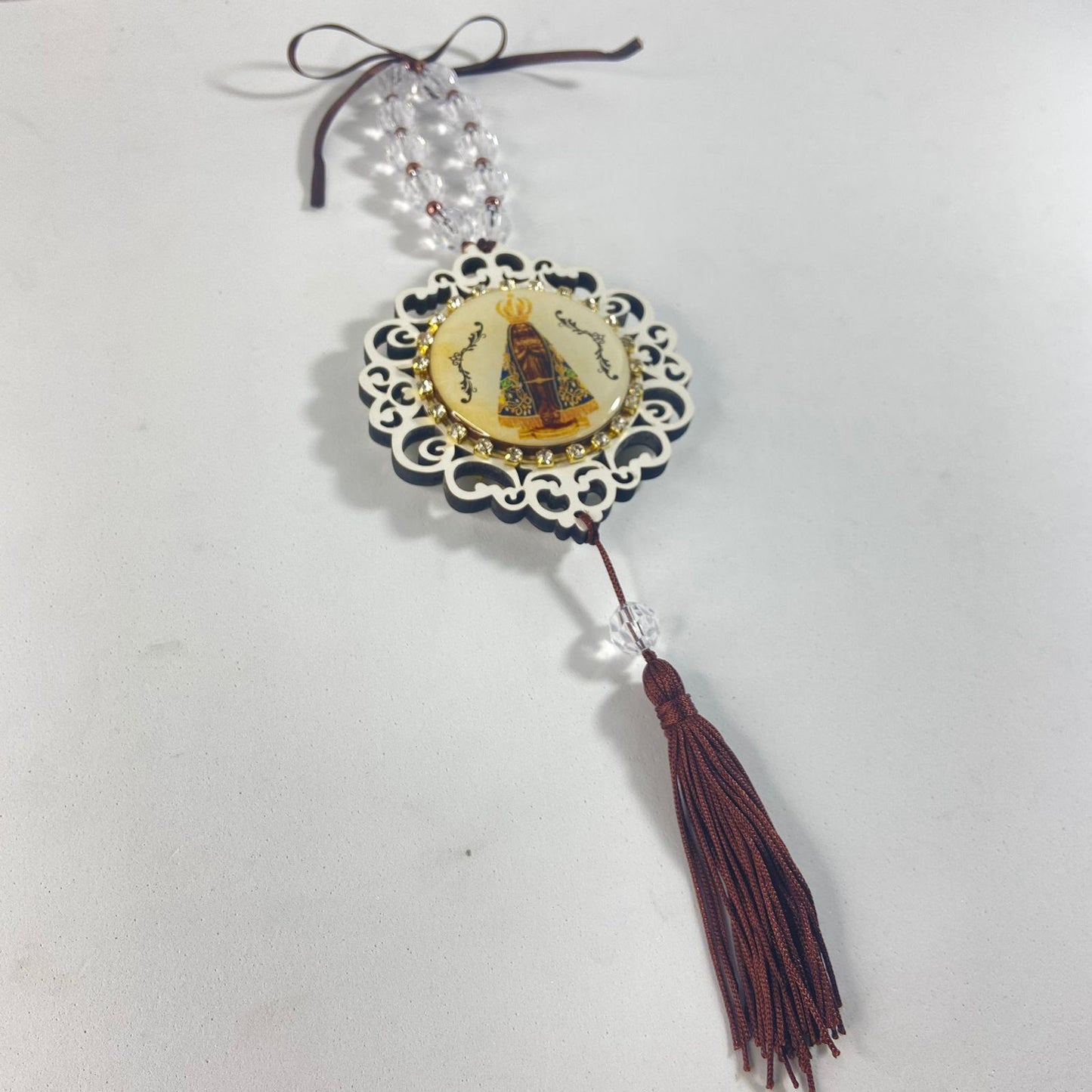 MEDALHÃO DE PORTA RESINADO COM STRASS NOSSA SENHORA APARECIDA (1 UNIDADE)