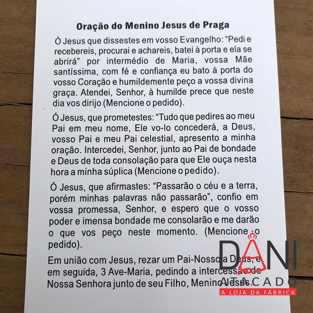 FOLHETO DE ORAÇÃO MENINO JESUS DE PRAGA (300 UNIDADES)