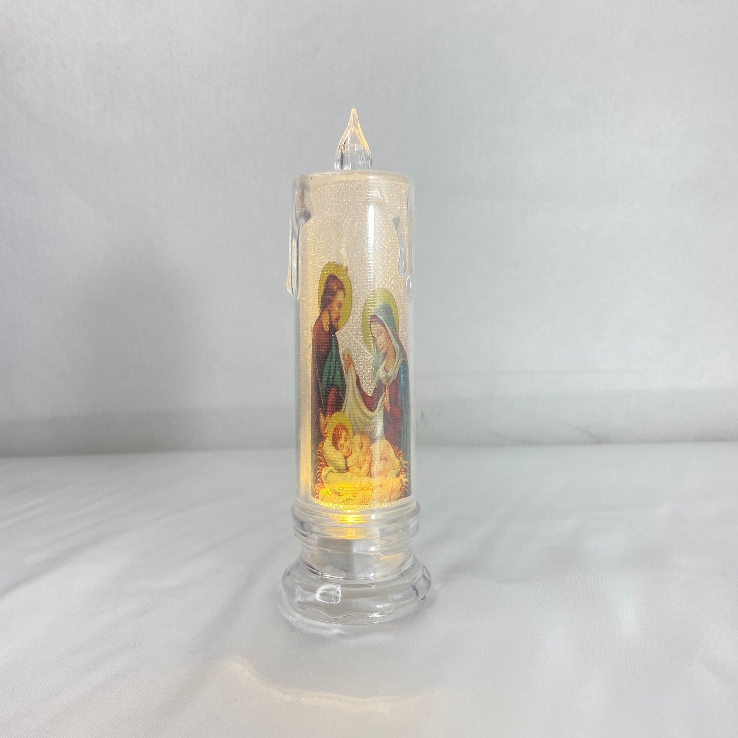 VELA ELETRÔNICA TRANSPARENTE SAGRADA FAMÍLIA 15CM (1 UNIDADE)