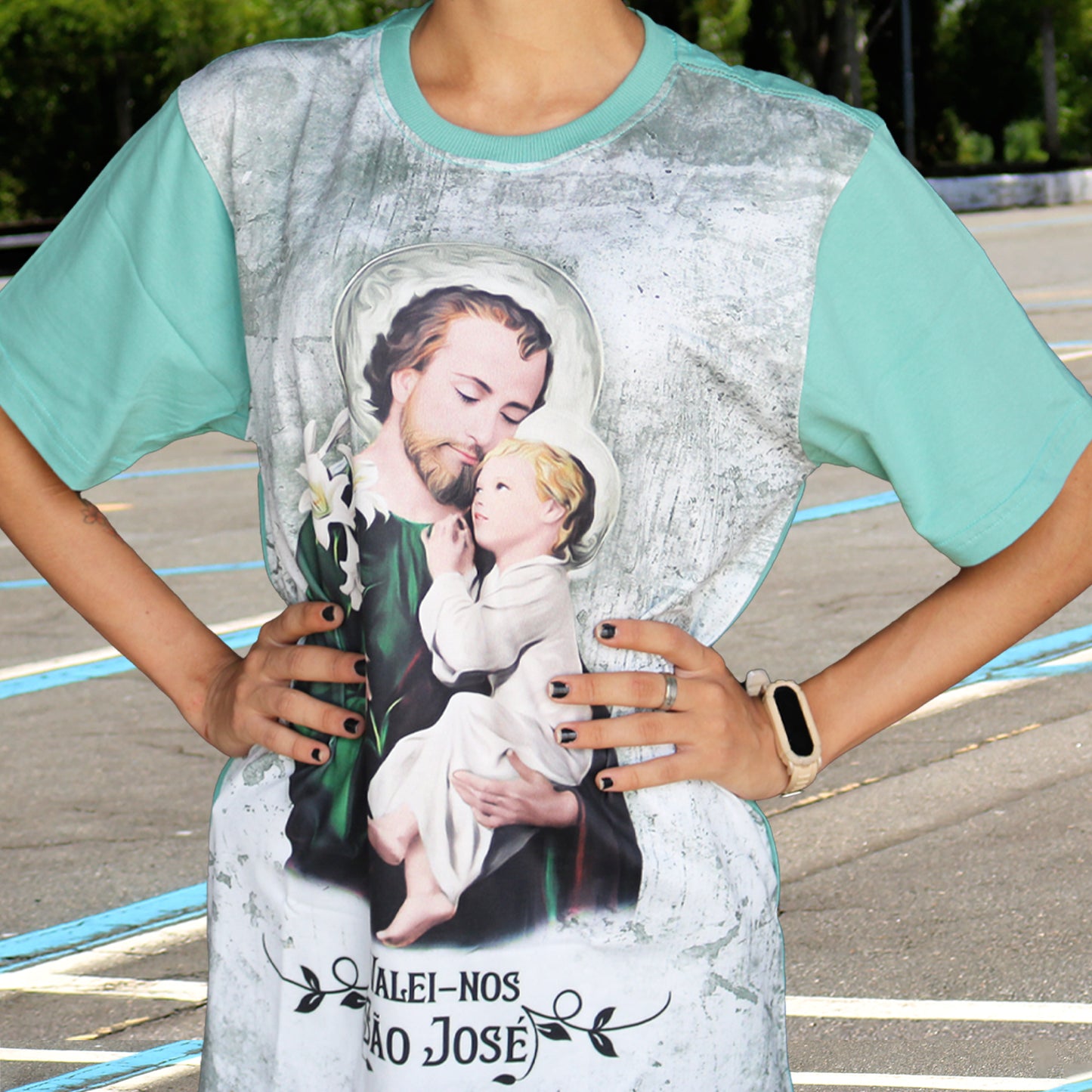 CAMISETA VERDE CLARO SÃO JOSÉ TAMANHO PP (1 UNIDADE)