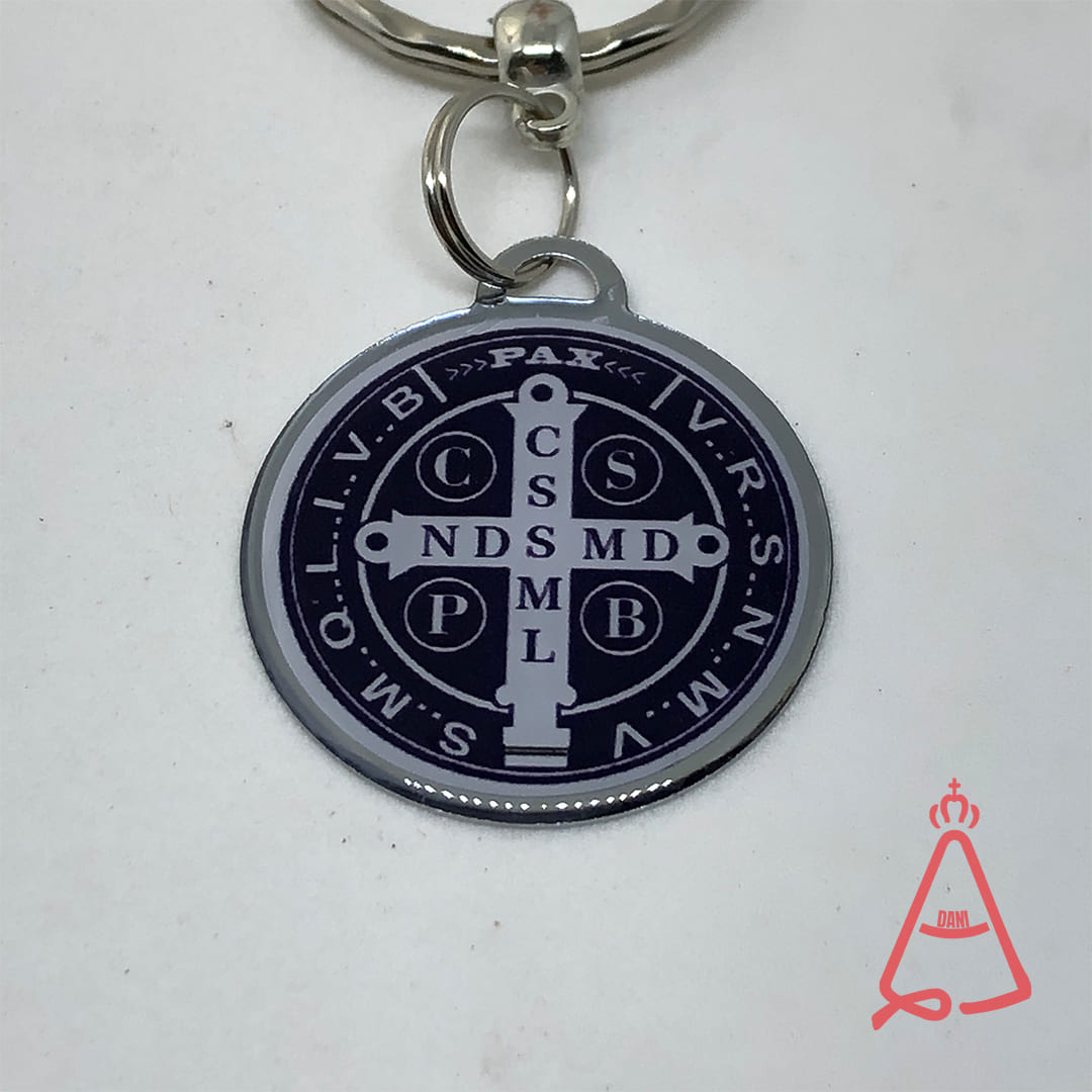 CHAVEIRO METAL MEDALHA SÃO BENTO AZUL MARINHO (12 UNIDADES)