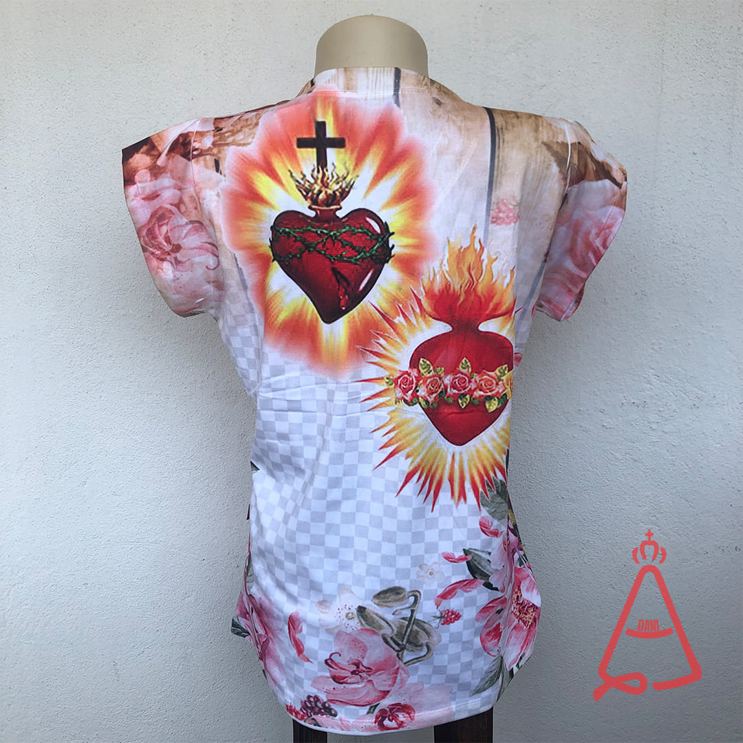 CAMISETA RELIGIOSA SAGRADO CORAÇÃO DE JESUS E IMACULADO CORAÇÃO DE MARIA TAMANHO:M (1 UNIDADE)