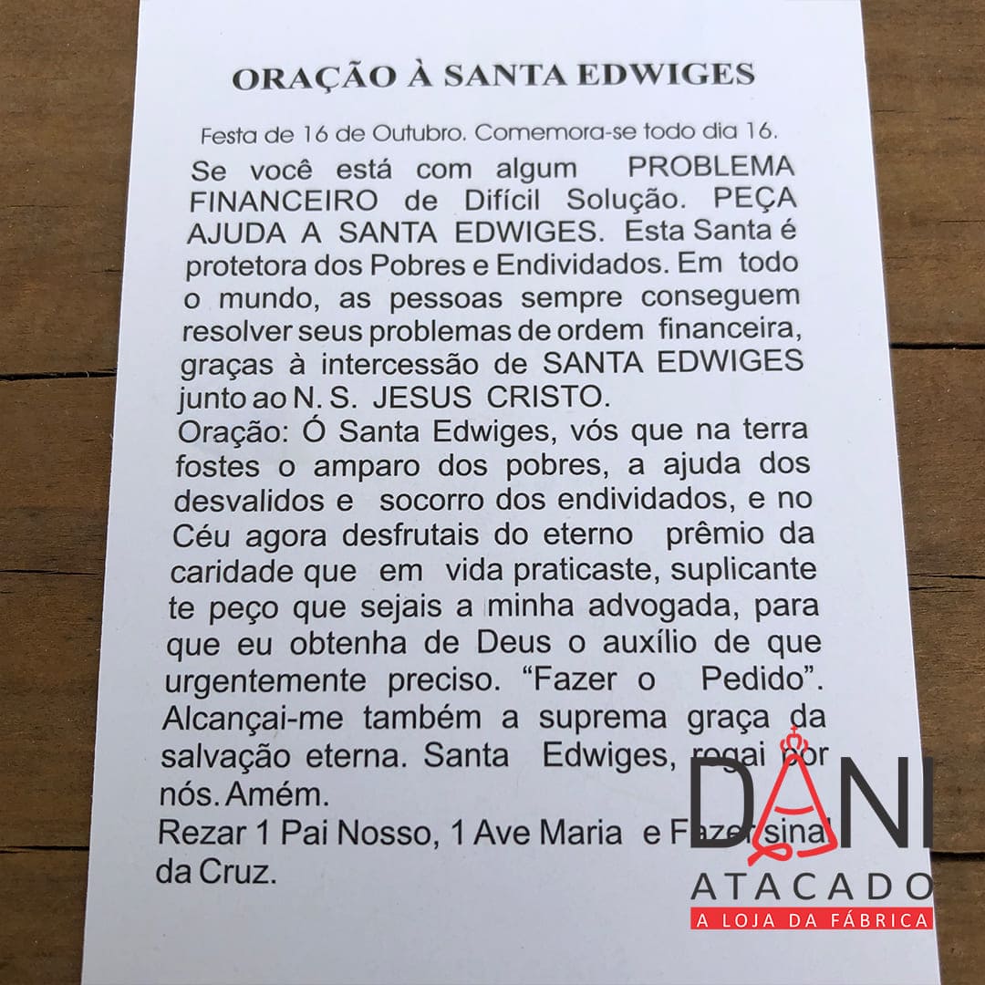 FOLHETO DE ORAÇÃO SANTA EDWIGES (300 UNIDADES)