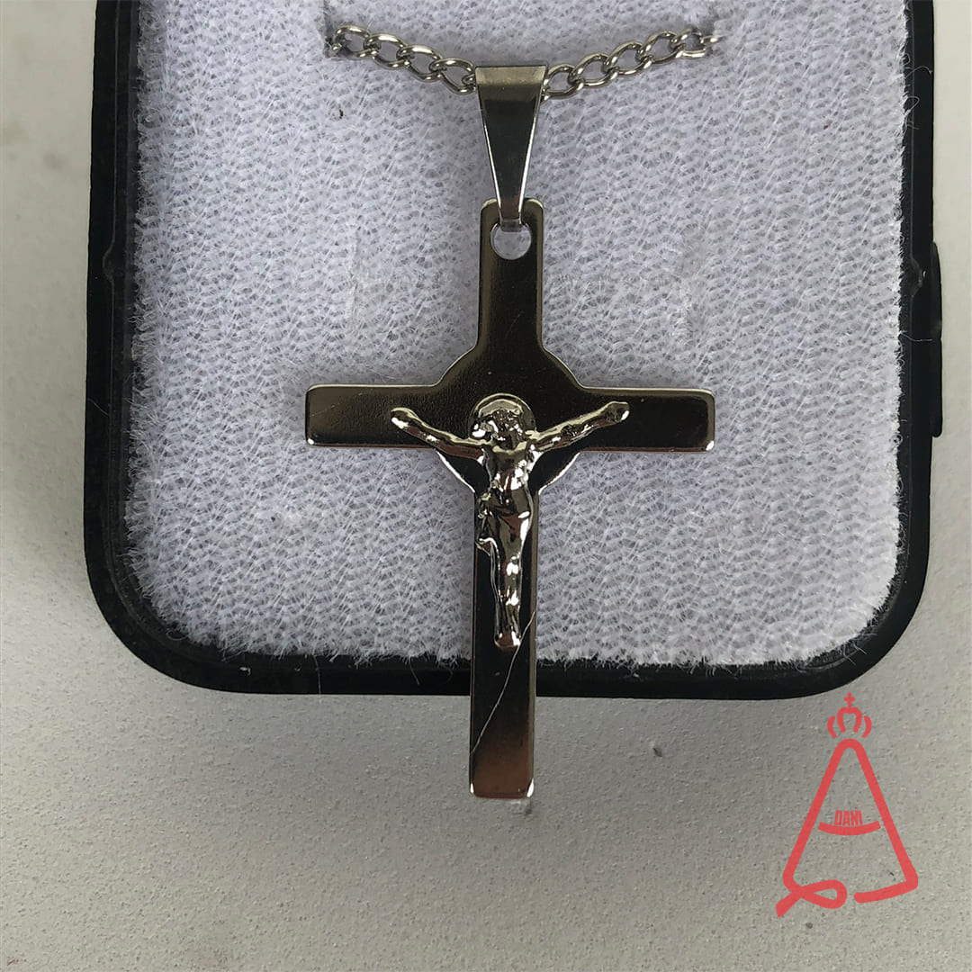 CORRENTE AÇO INOX NA CAIXINHA CRUCIFIXO MOD11 (6 UNIDADES)