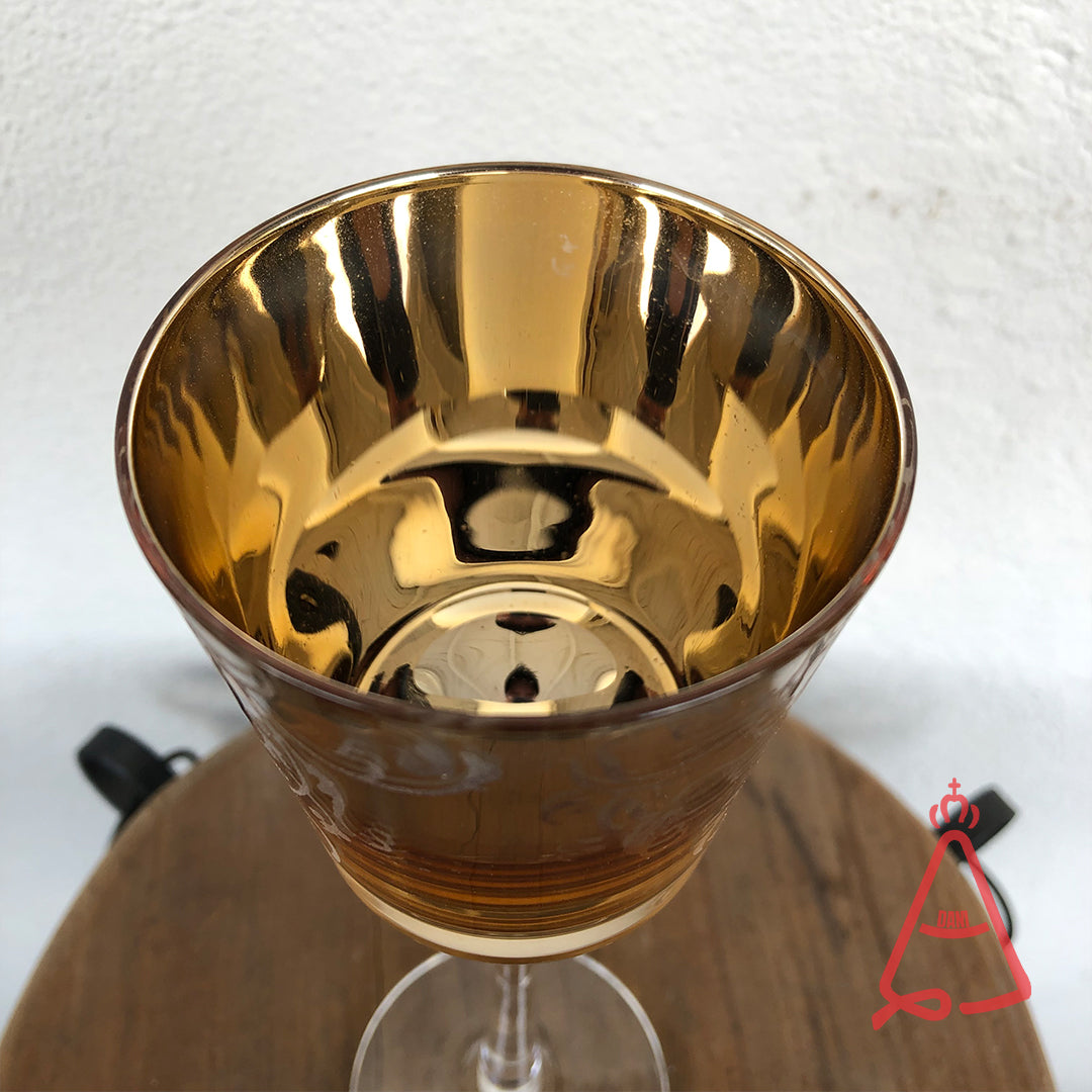 CASTIÇAL DE VIDRO GOLD 25CM (1 UNIDADE)