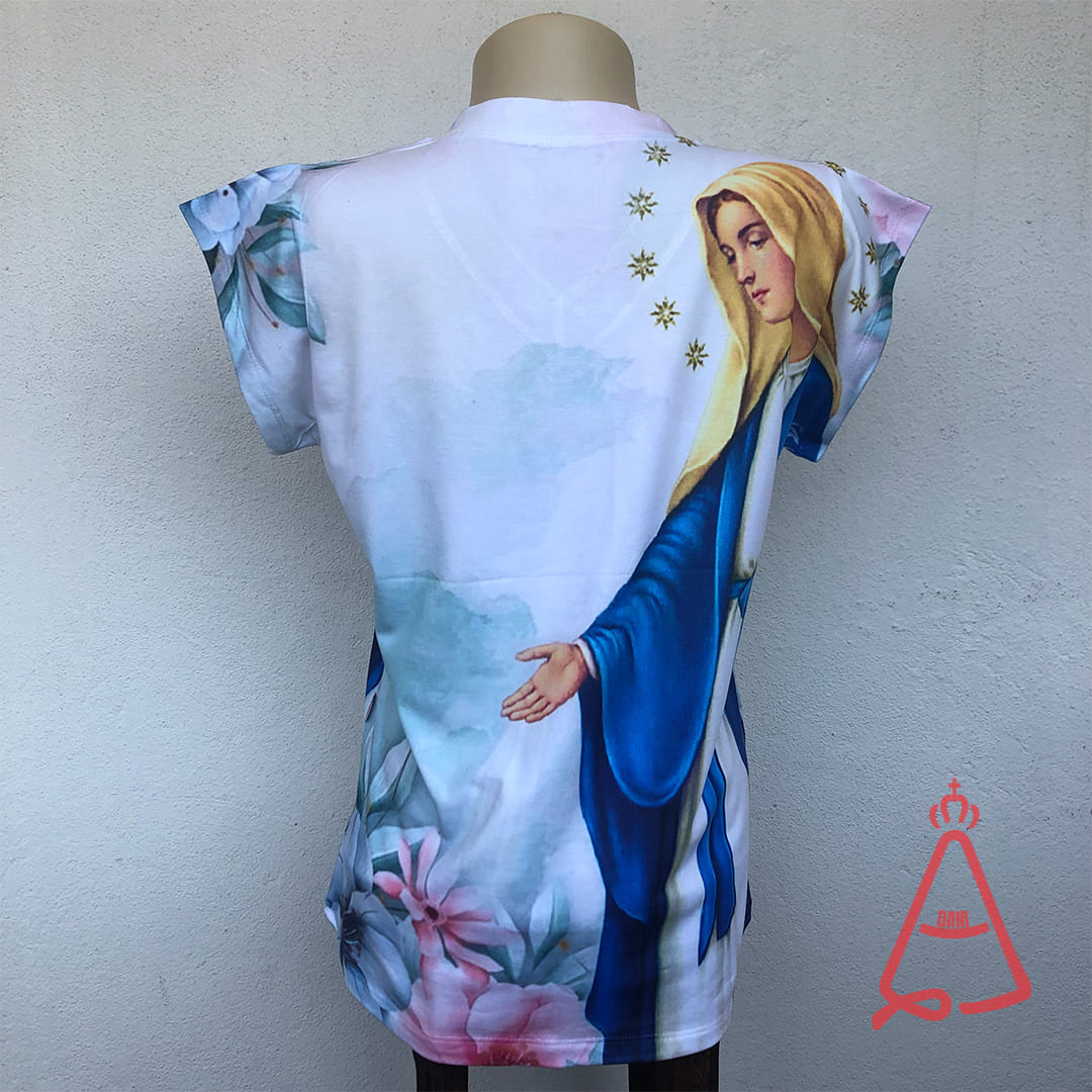 CAMISETA RELIGIOSA NOSSA SENHORA DAS GRAÇAS MEDALHA MILAGROSA TAMANHO:G (1 UNIDADE)