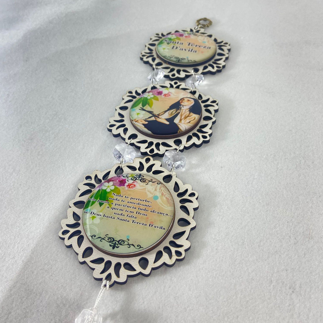 ADORNO TRIPLO REDONDO BRANCO SANTA TERESA D'AVILA (1 UNIDADE)