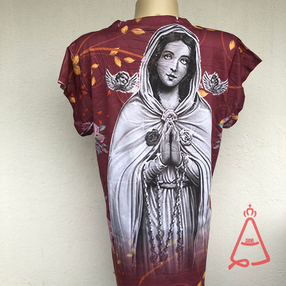 CAMISETA RELIGIOSA NOSSA SENHORA DA ROSA MÍSTICA TAMANHO:G (1 UNIDADE)