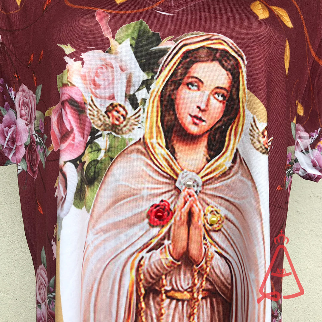 CAMISETA RELIGIOSA ROSA MÍSTICA TAMANHO:GG (1 UNIDADE)