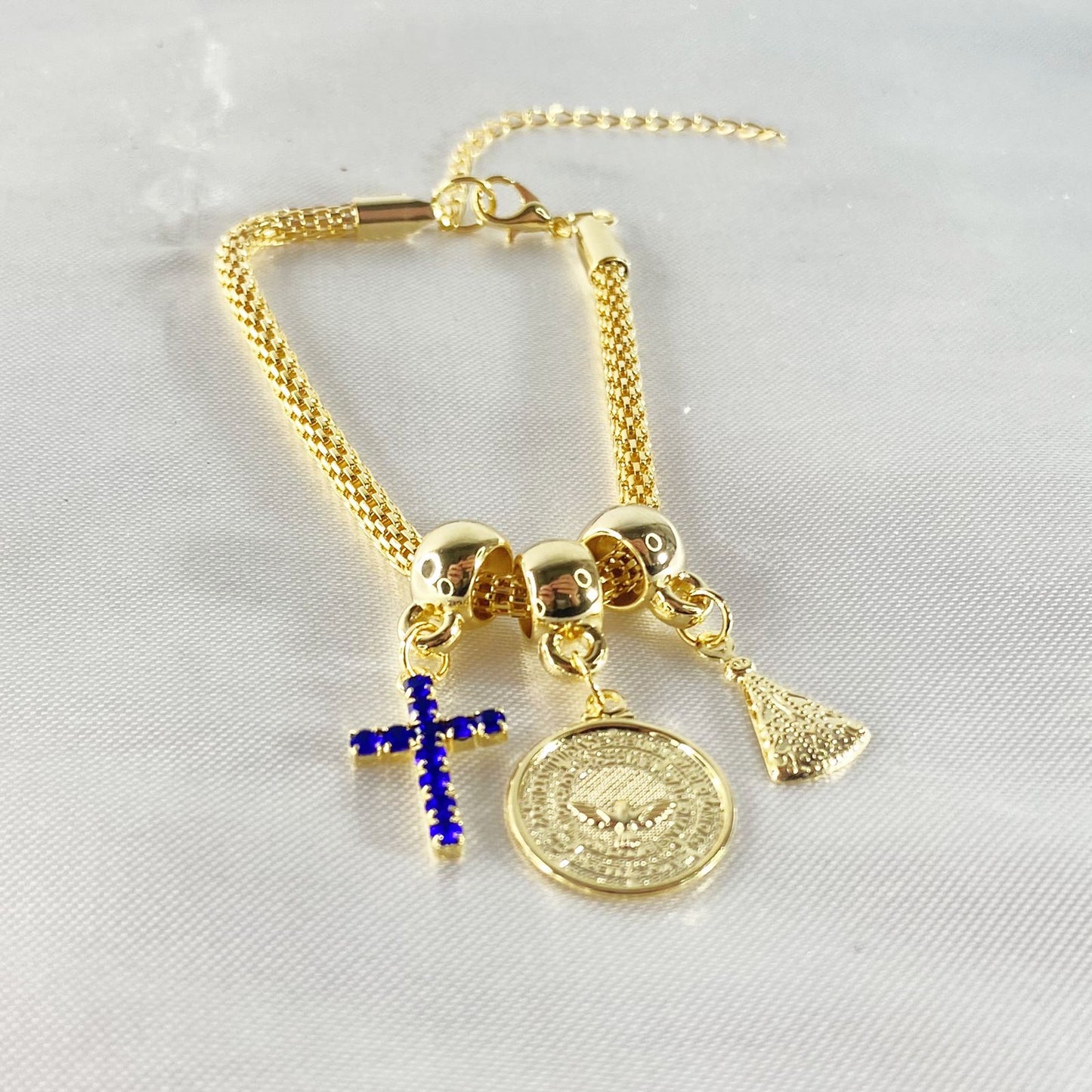 PULSEIRA DOURADA REDONDA DIVINO ESPÍRITO SANTO (6 UNIDADES)