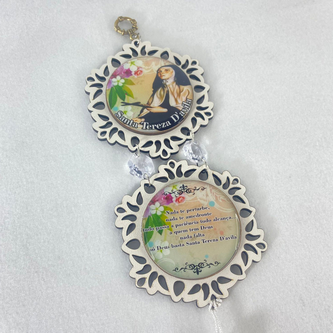 ADORNO DUPLO MINI CIRCULO SANTA TERESA D'AVILA (1 UNIDADE)