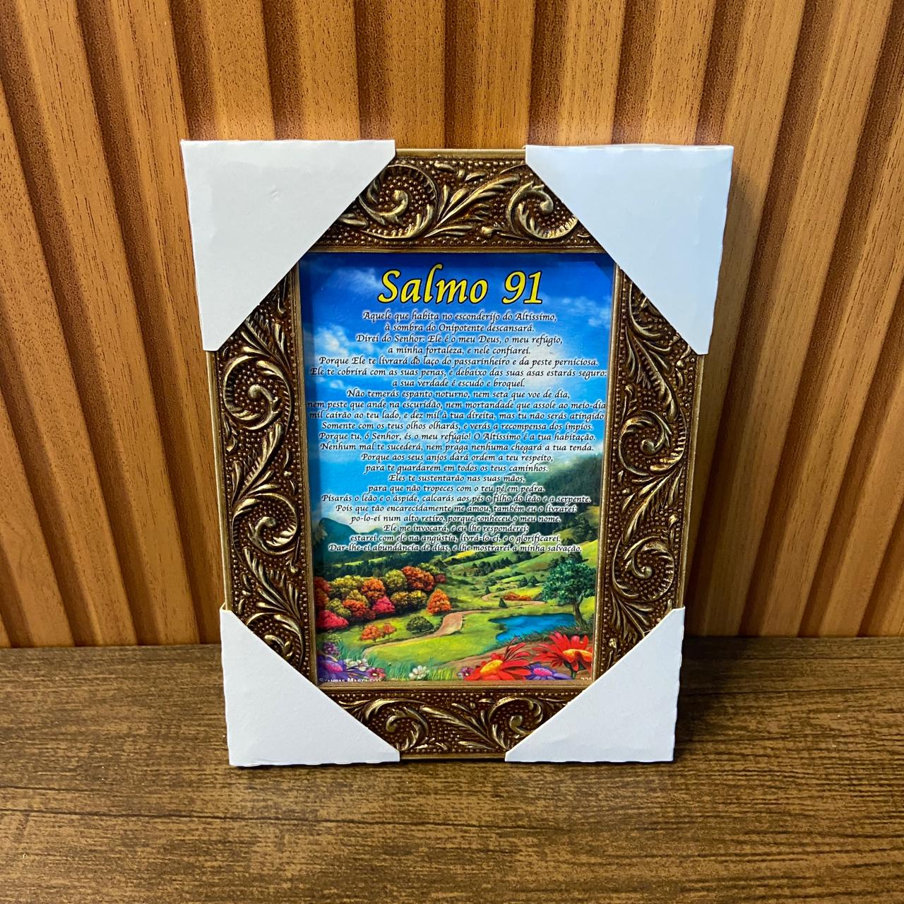 QUADRO COM MOLDURA RESINADO SALMO 91 - MOD1 20,5X15,5 (1 UNIDADE)
