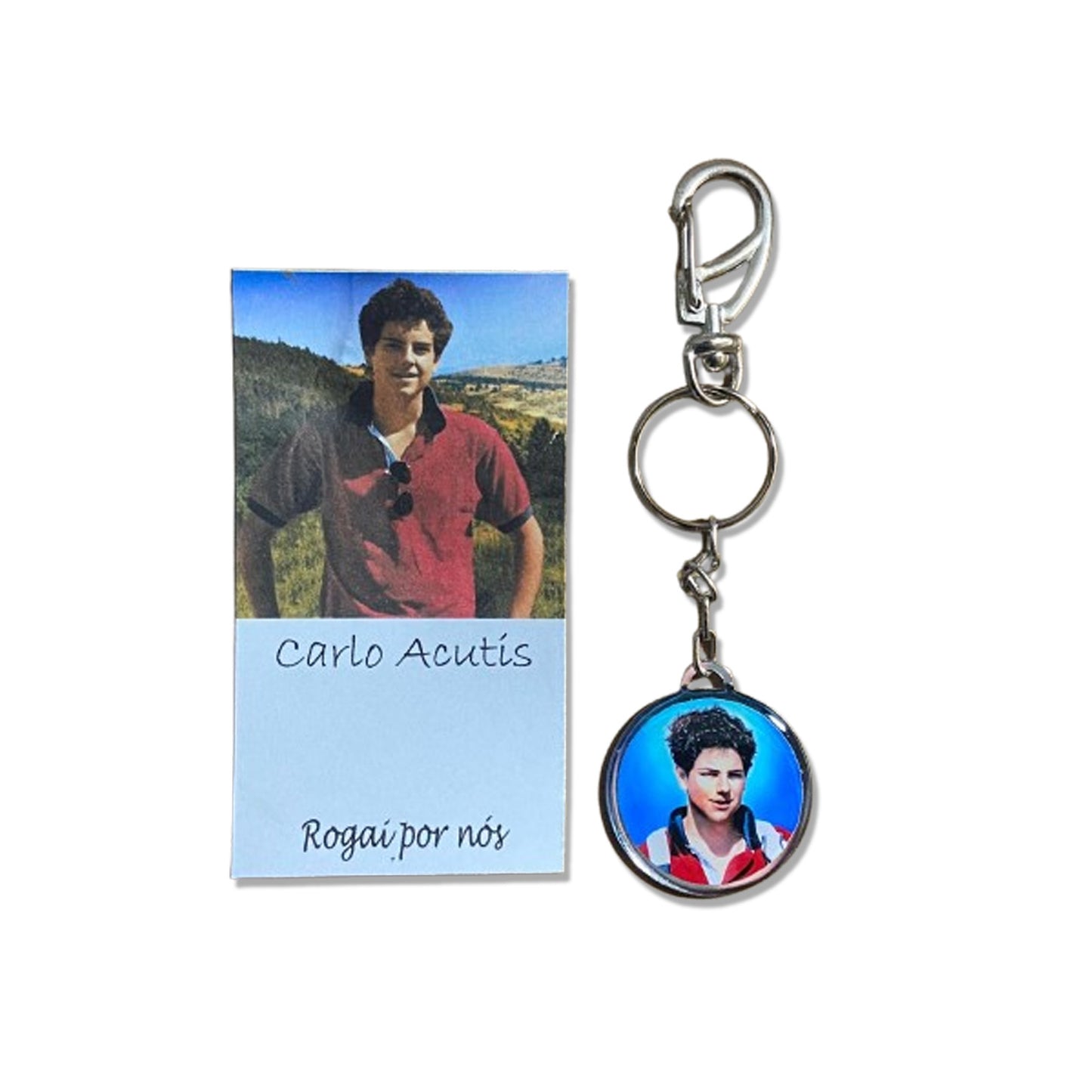 CHAVEIRO METAL DUPLA FACE COM MOSQUETE SÃO CARLO ACUTIS (6 UNIDADES)