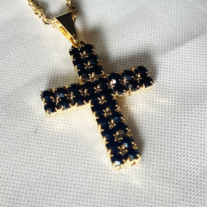 CORRENTE DOURADA CRUZ COM STRASS MOD1 (3 UNIDADES)
