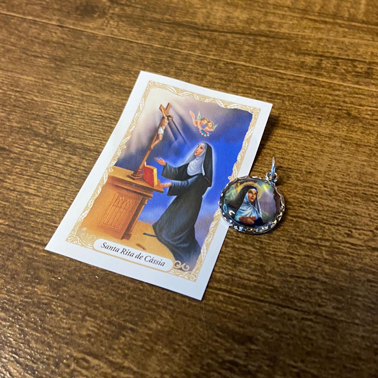 MEDALHA NÍQUEL RESINADA SANTA RITA (6 UNIDADE)