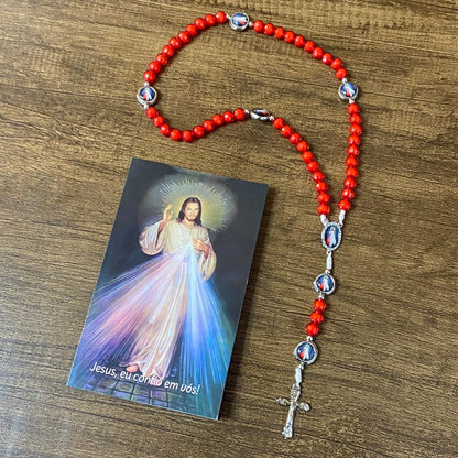 TERÇO ACRÍLICO DA MISERICÓRDIA 7 MEDALHAS 08MM (1 UNIDADE)