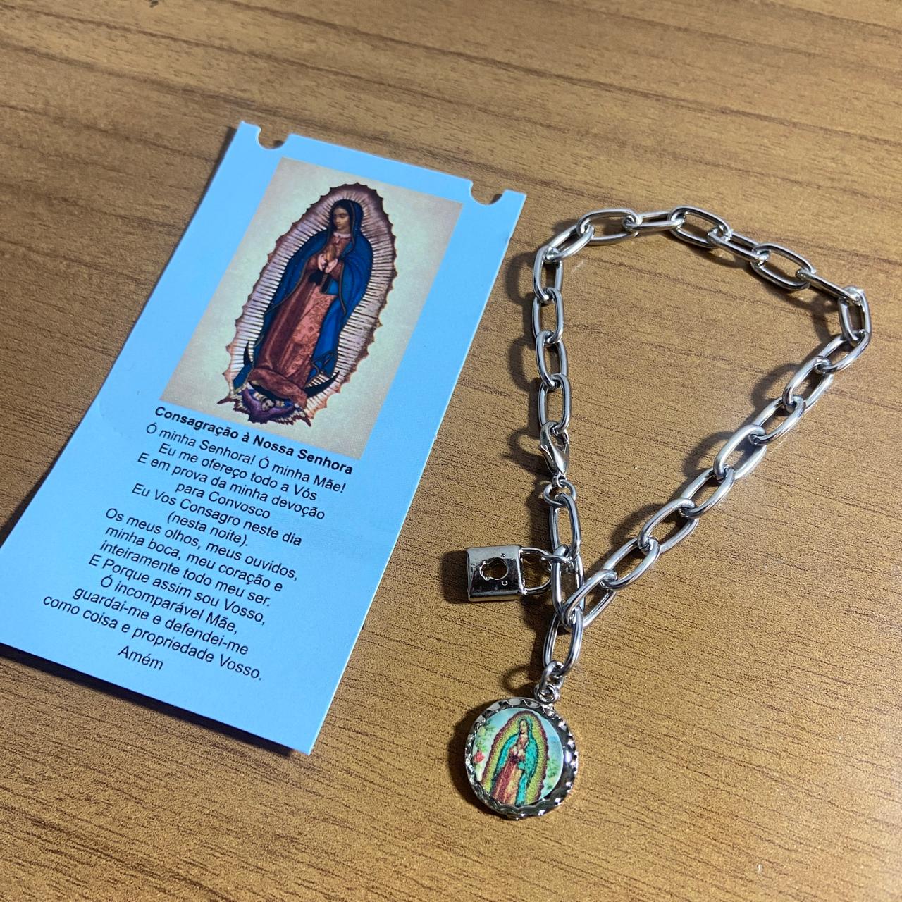 PULSEIRA CADEADO NOSSA SENHORA DE GUADALUPE NA CARTELA (3 UNIDADES)