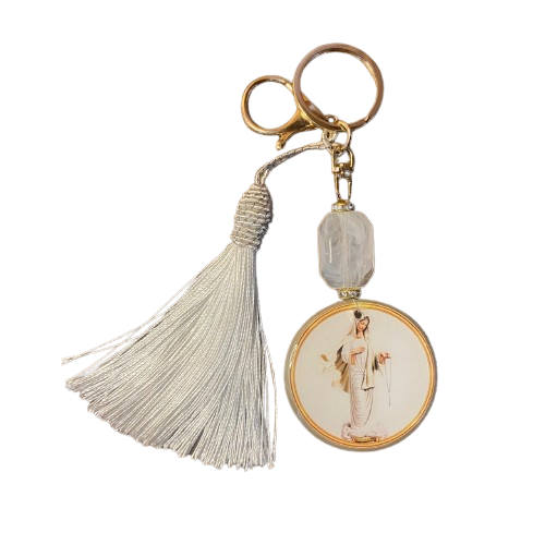 CHAVEIRO LUXO MEDALHA RESINADA RAINHA DA PAZ  (1 UNIDADE)