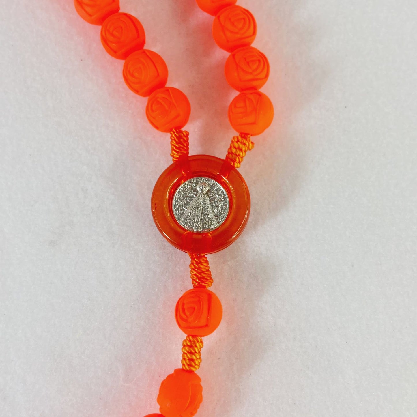 TERÇO CONTA DE ROSAS LARANJA 8MM (6 UNIDADES)