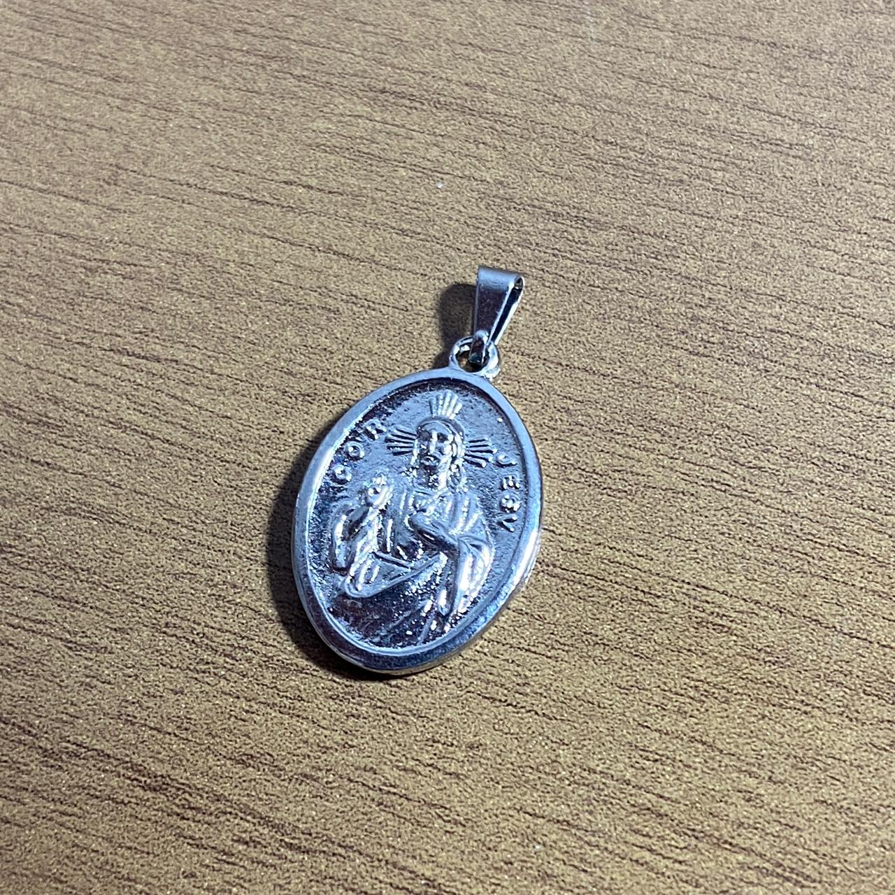 MEDALHA ITALIANA SAGRADO CORAÇÃO DE JESUS  E NOSSA SENHORA DO CARMO (6 UNIDADES)