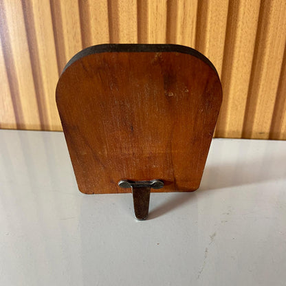 ADORNO DE MESA MADEIRA SÃO MIGUEL ARCANJO DE METAL COM ACRÍLICO 10CM (1 UNIDADE)