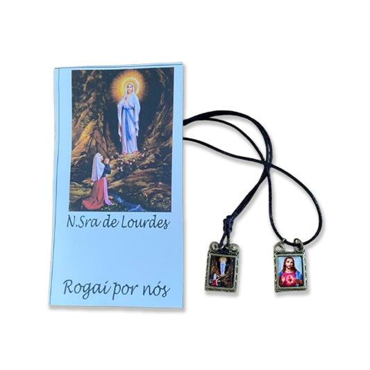 ESCAPULÁRIO DE COURO NOSSA SENHORA DE LOURDES (12 UNIDADES)