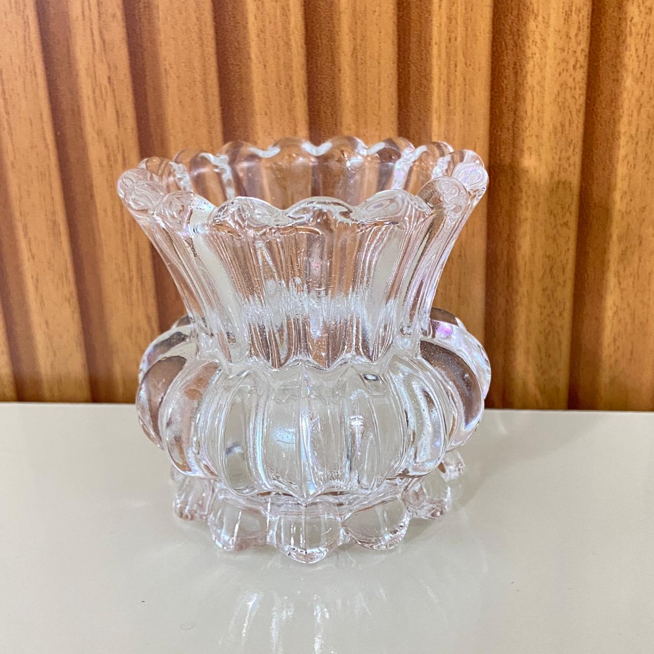 CASTIÇAL DE VIDRO DETALHADO 8CM (1 UNIDADE)