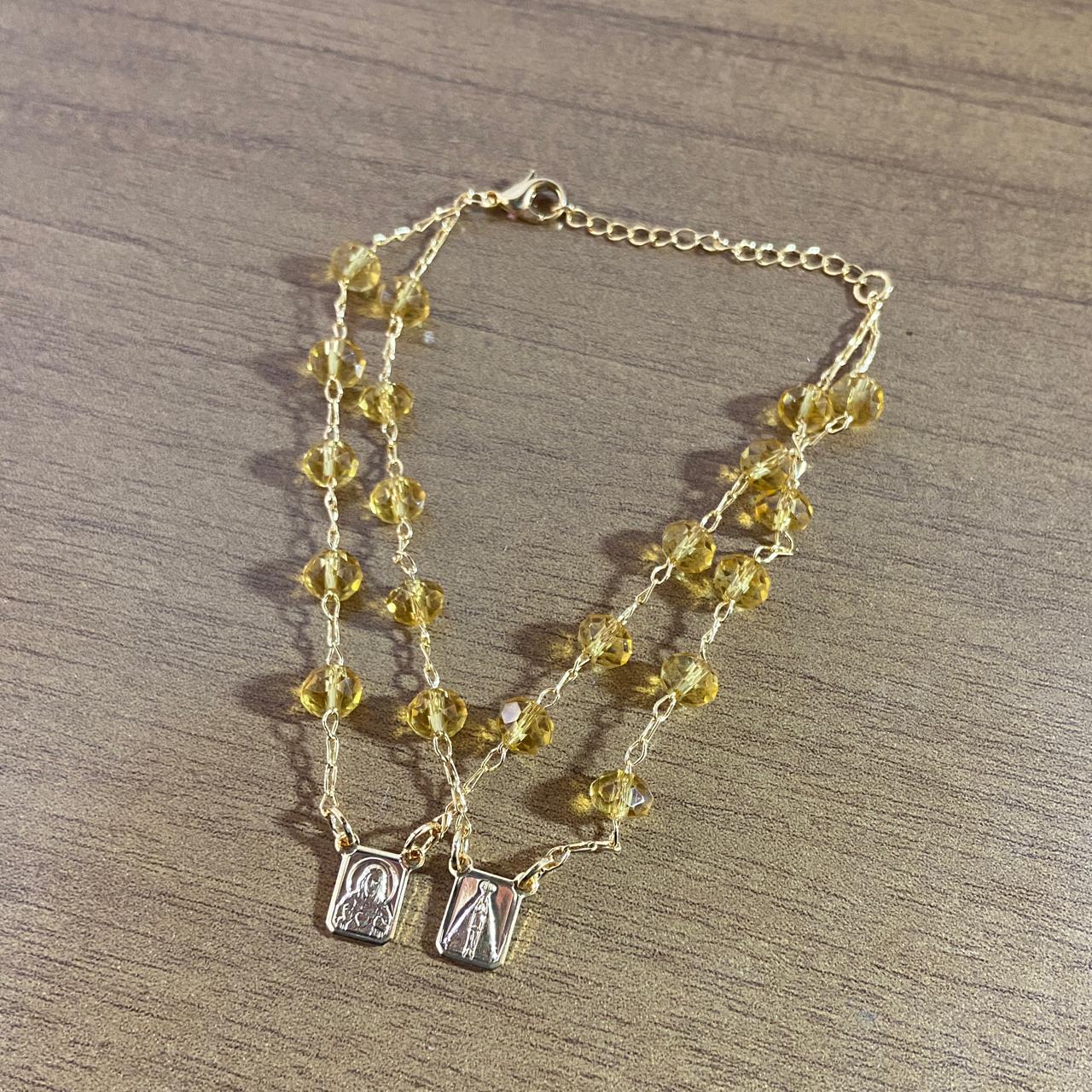 PULSEIRA ESCAPULARIO CRISTAL AMARELO (3 UNIDADES)