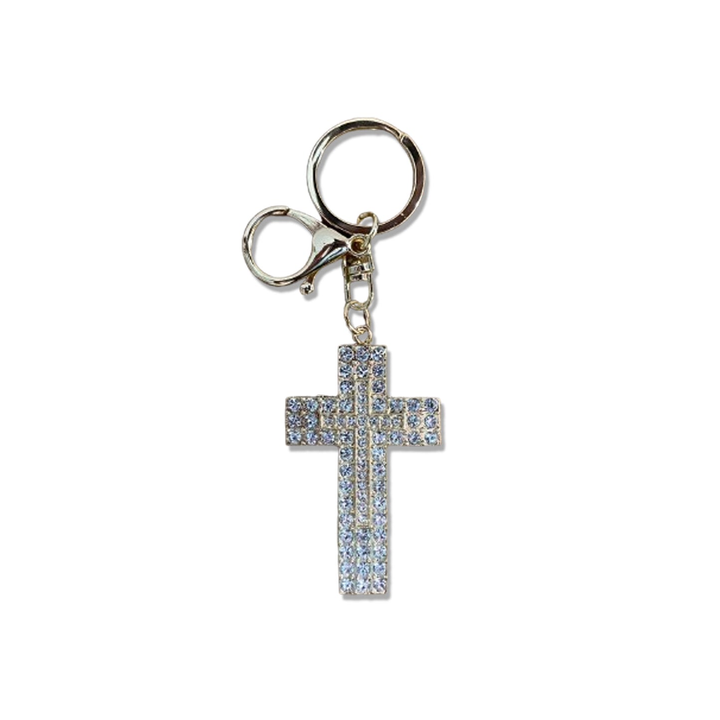 CHAVEIRO LUXO COM MOSQUETE CRUZ COM STRASS (6 UNIDADES)