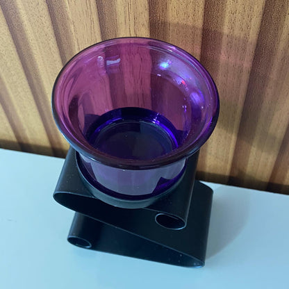 CASTIÇAL DE VIDRO ROXO COM SUPORTE DE METAL 12,5CM (1 UNIDADE)