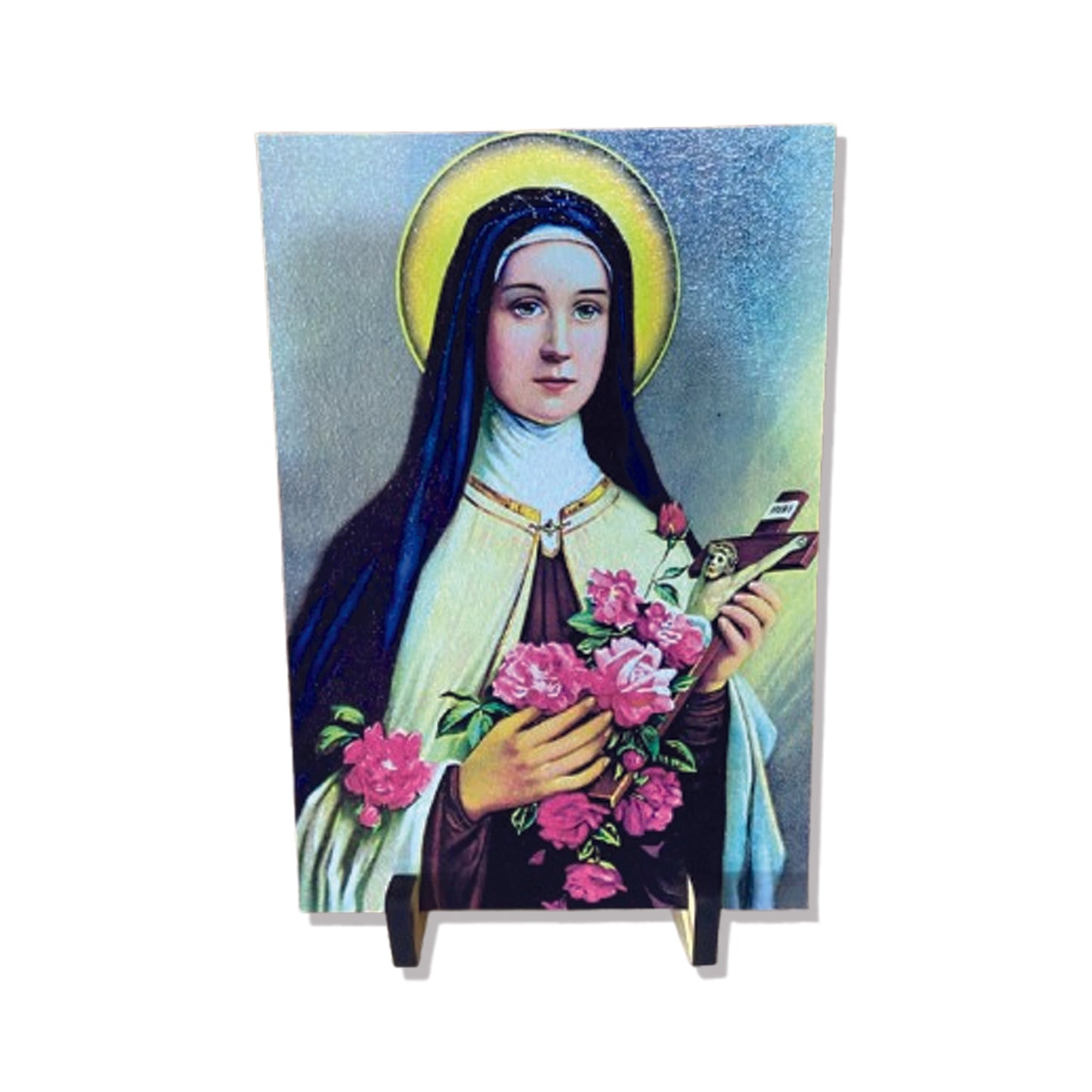 PLAQUINHA DE MESA MDF RESINADO SANTA TERESINHA  19CM x 13CM  (1 UNIDADE)