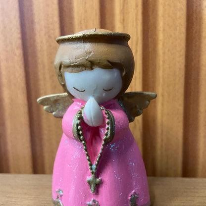 IMAGEM DE RESINA NACIONAL ANJINHO ROSA 07CM (3 UNIDADES)