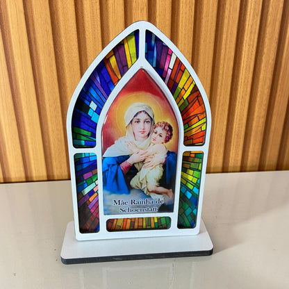 CAPELA MDF VITRAL MÃE RAINHA 18CM (1 UNIDADE)