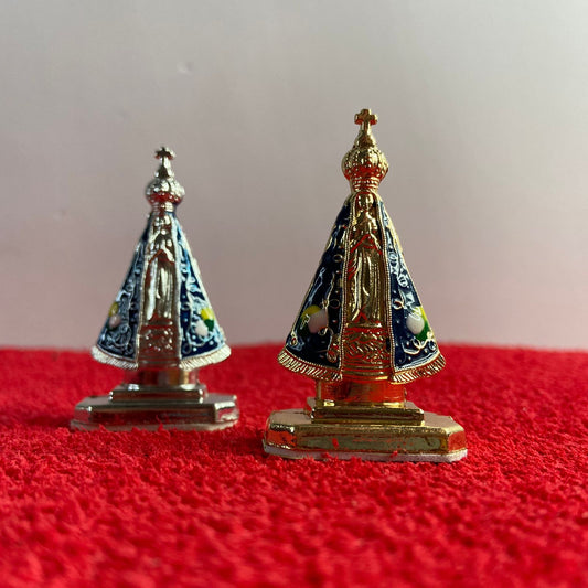 IMAGEM NOSSA SENHORA APARECIDA PARA CARRO DOURADA E PRATA (12 UNIDADES)