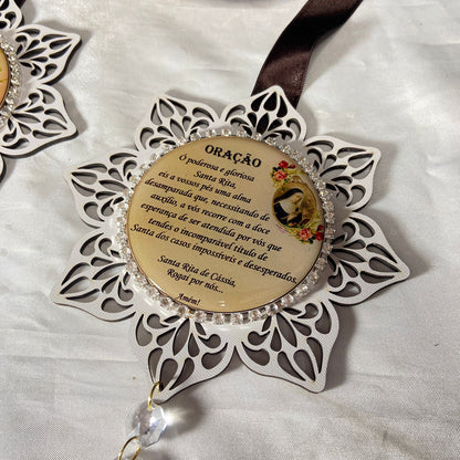 ESCAPULÁRIO DE PORTA ESTRELA BRANCA SANTA RITA DE CÁSSIA (1 UNIDADE)