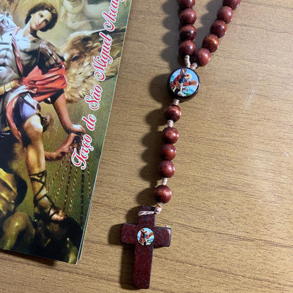 TERÇO DE MADEIRA SÃO MIGUEL ARCANJO MOD2 8MM (3 UNIDADES)