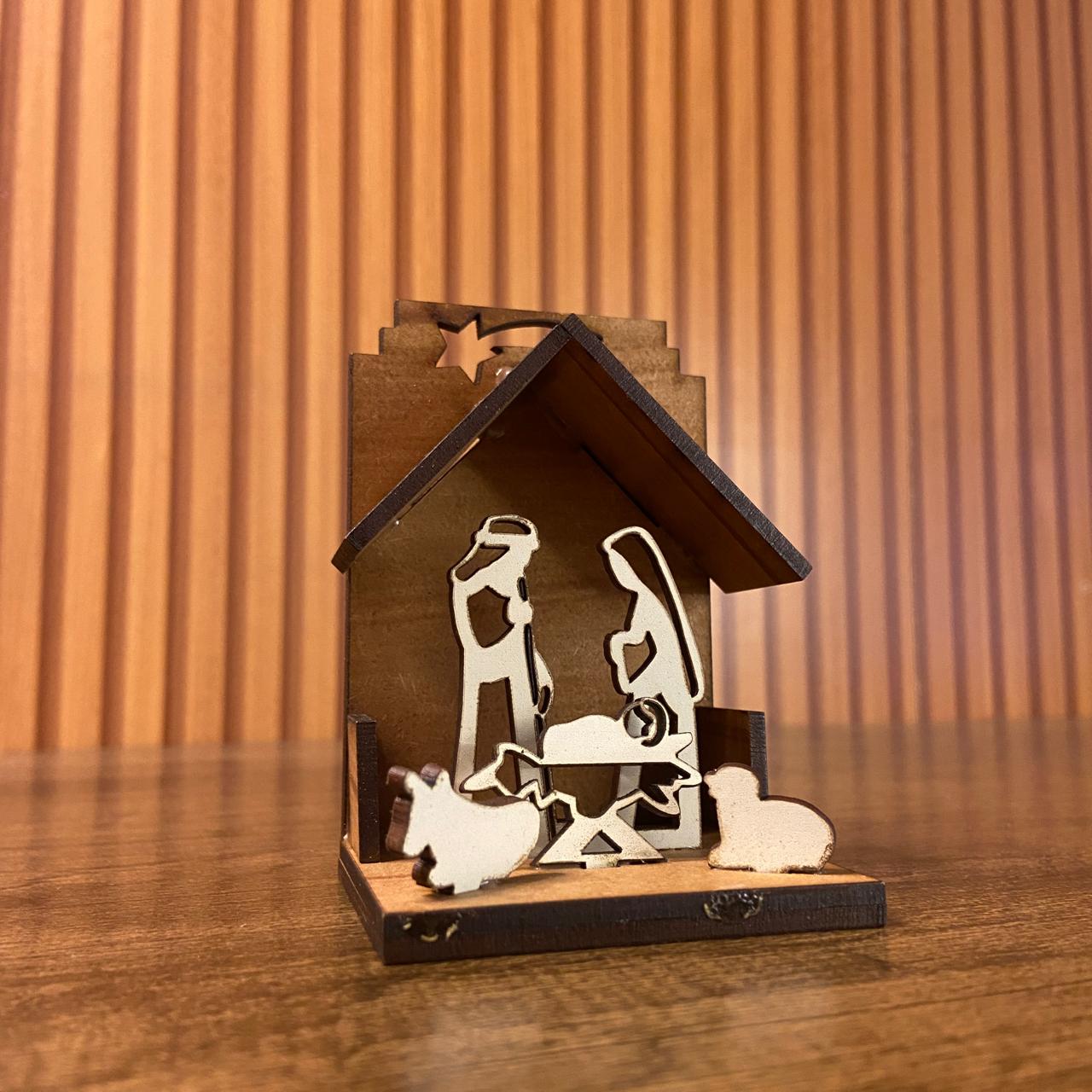 PRESÉPIO MDF  5 PEÇAS 9,5X6,5CM (1 UNIDADE)
