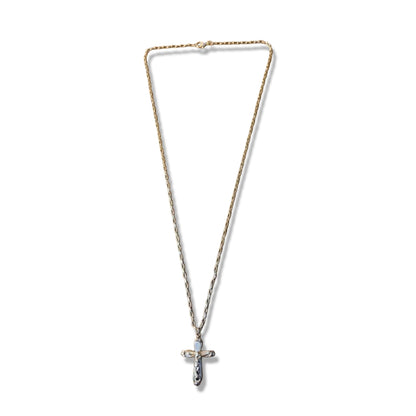 CORRENTE DOURADA COM CRUCIFIXO BRANCO   (1 UNIDADE)