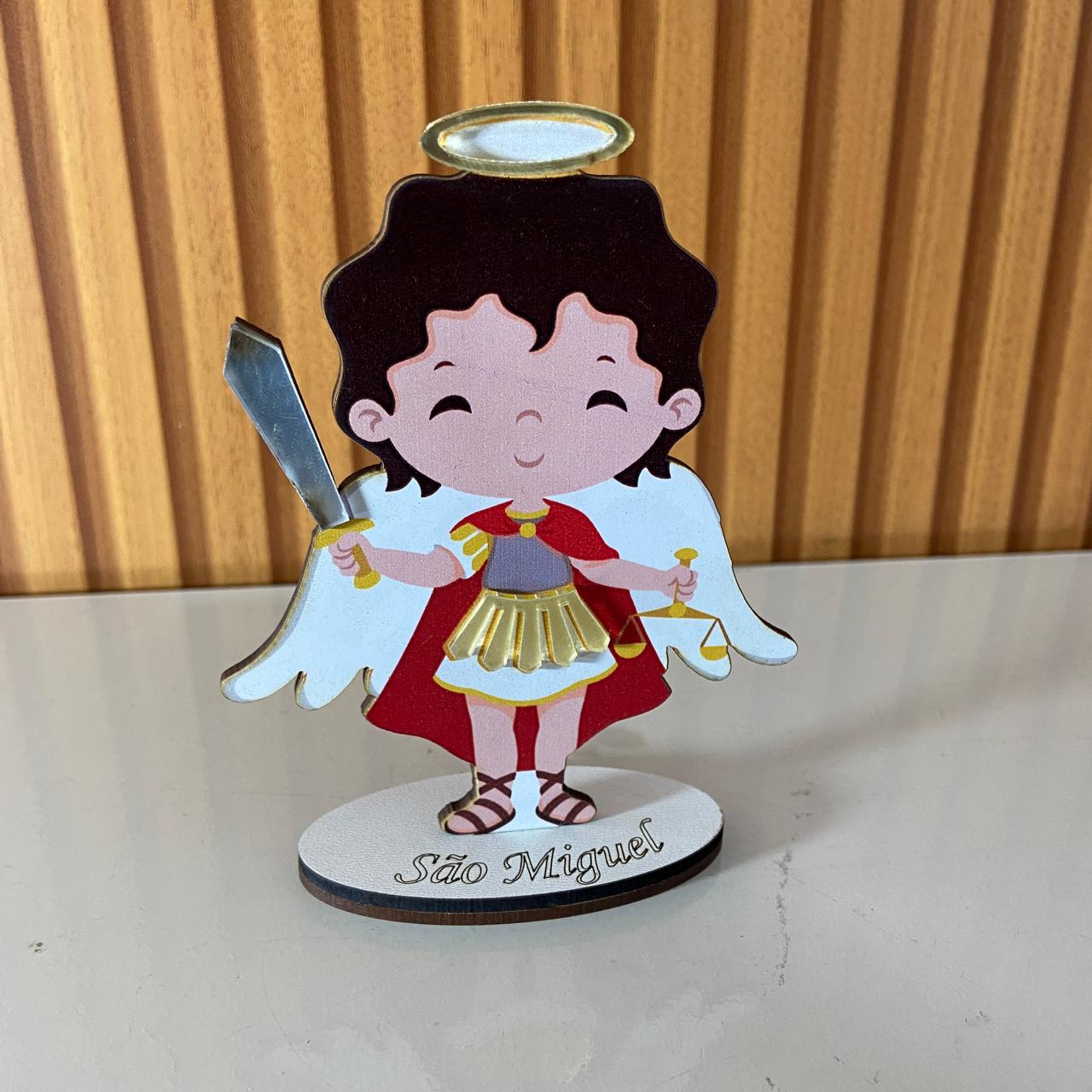 IMAGEM MDF INFANTIL SÃO MIGUEL ARCANJO COM ACRÍLICO 12,5CM (1 UNIDADE)