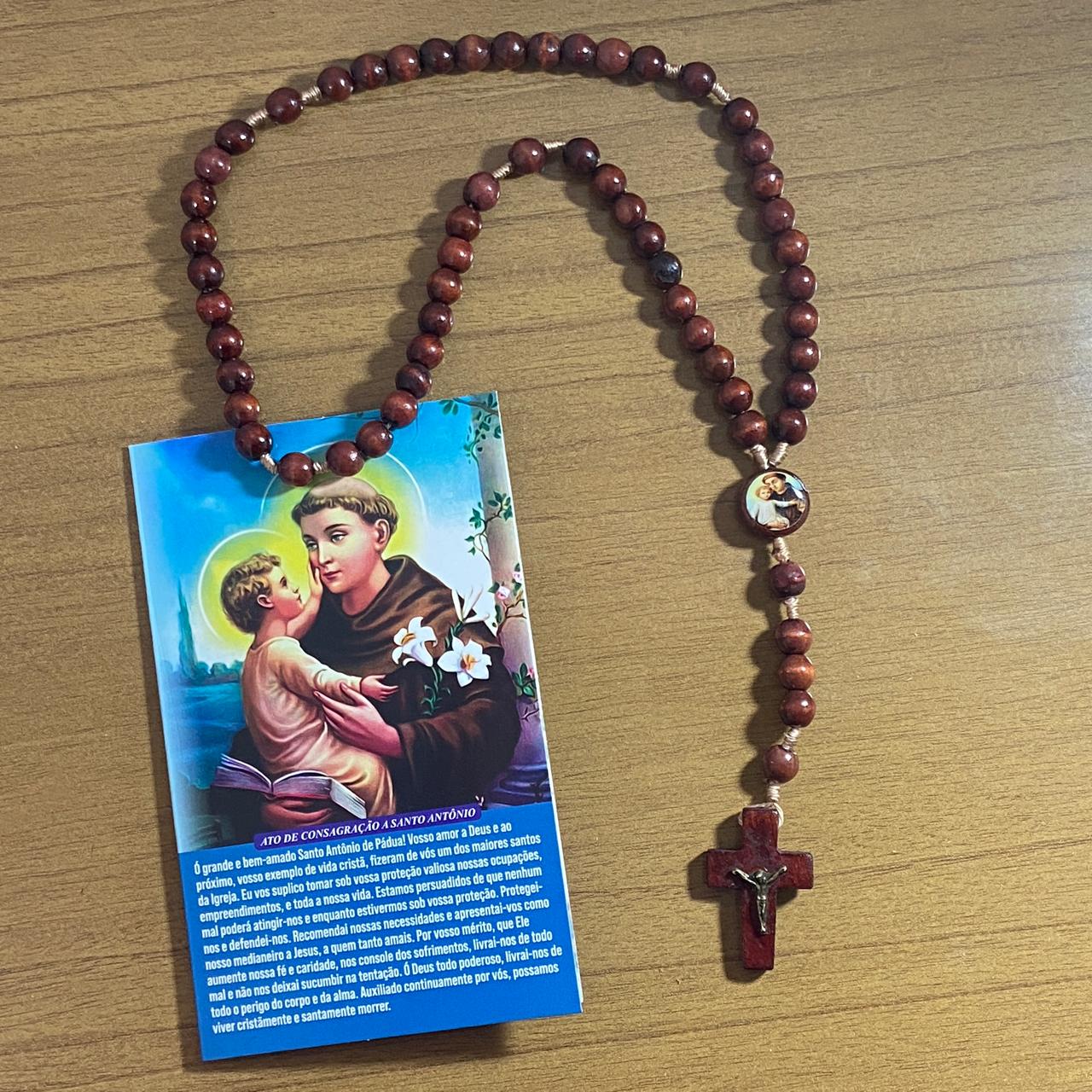 TERÇO DE MADEIRA SANTO ANTÔNIO 8MM MOD2 (3 UNIDADES)