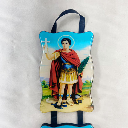ADORNO DUPLO QUADRADO FITA SANTO EXPEDITO (1 UNIDADE)