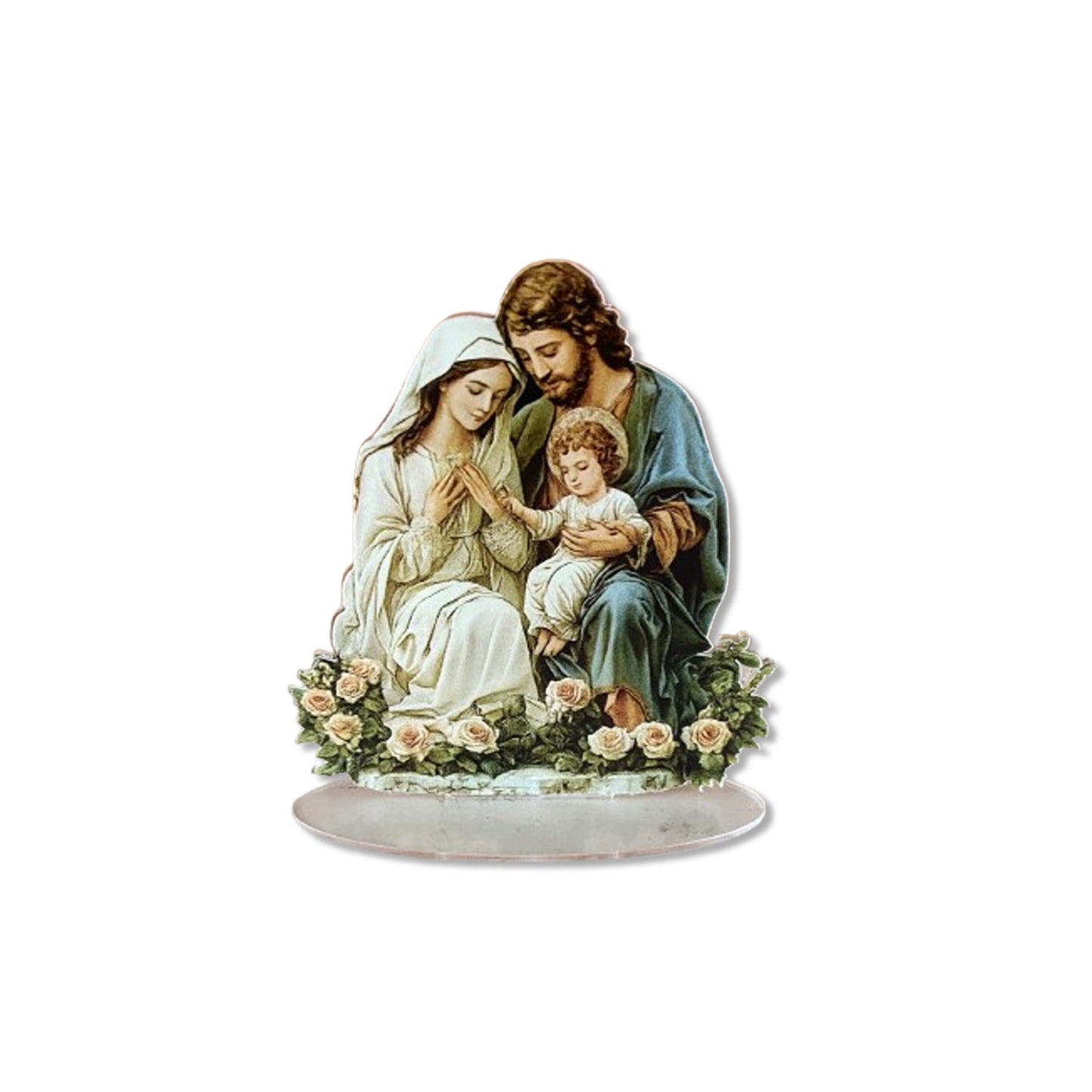 ADORNO DE MESA ACRÍLICO RESINADO SAGRADA FAMÍLIA 10,5CM (1 UNIDADE)
