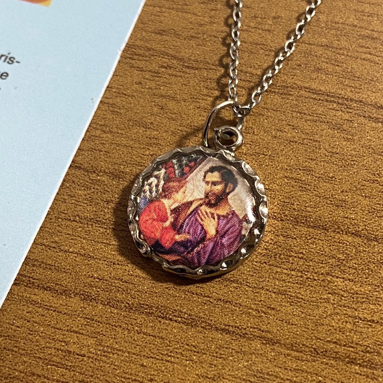 CORRENTE INOX COM MEDALHA RESINADA SÃO JOSÉ   (3 UNIDADES)