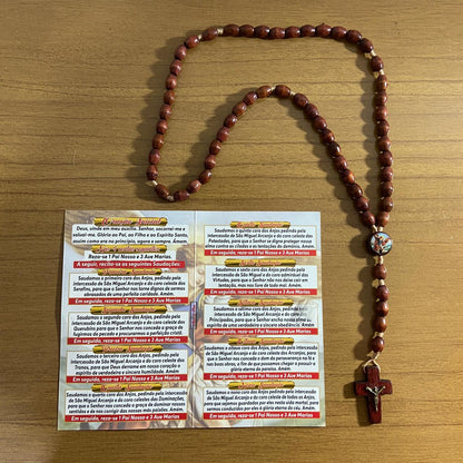 TERÇO DE MADEIRA SÃO MIGUEL ARCANJO MOD3 8MM (3 UNIDADES)