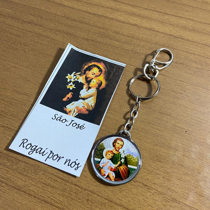 CHAVEIRO METAL DUPLA FACE COM MOSQUETE SÃO JOSÉ (6 UNIDADES)