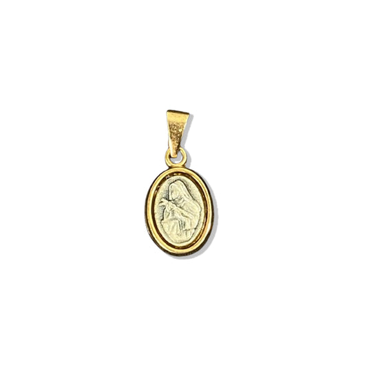 PINGENTE DOURADO OVAL SANTA RITA EM RELEVO (5 UNIDADES)