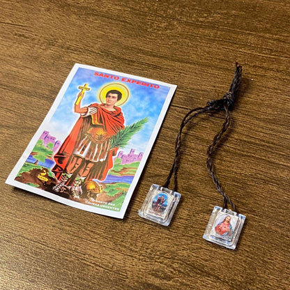ESCAPULÁRIO CORDINHA SAGRADO CORAÇÃO DE JESUS E SANTO EXPEDITO (12 UNIDADES)