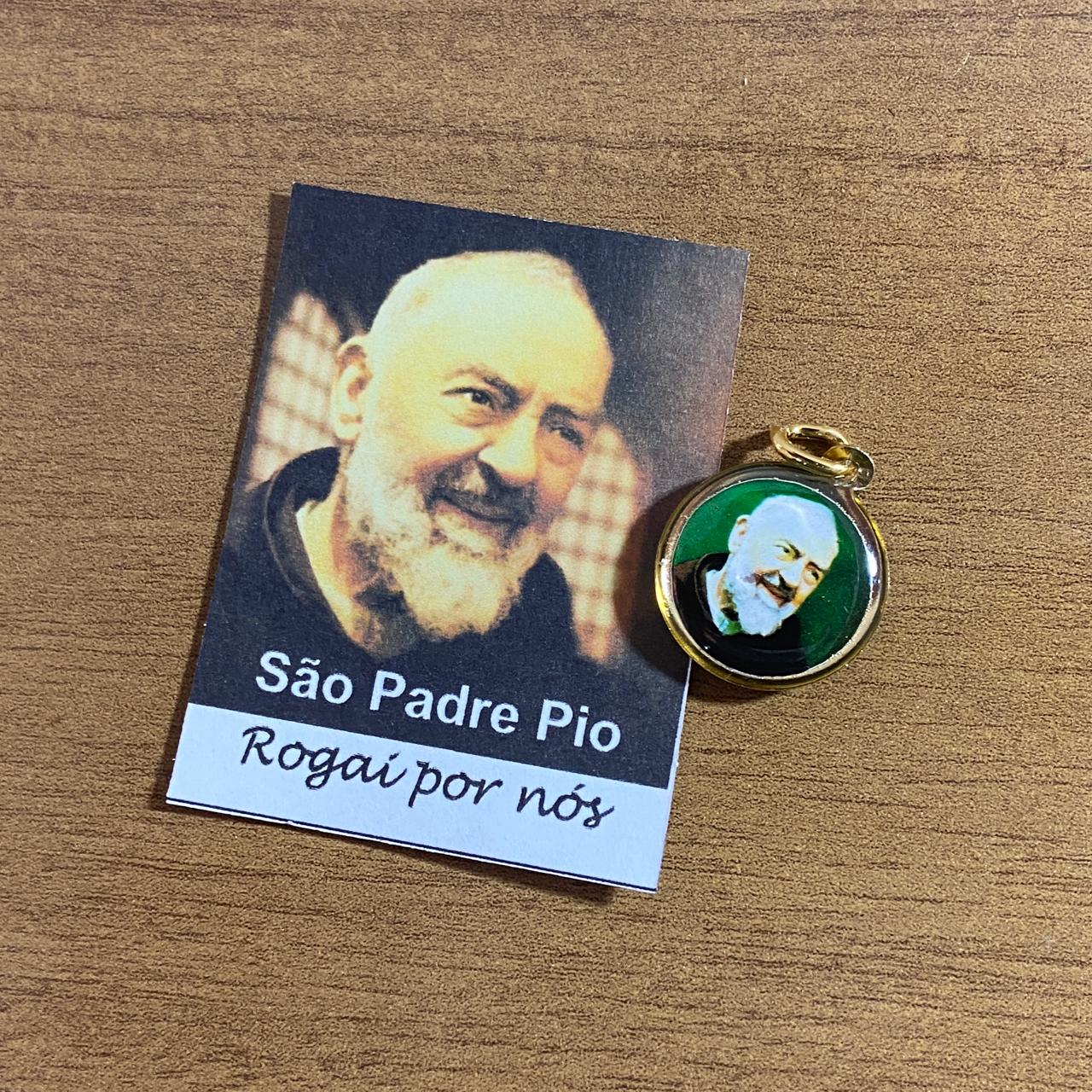 MEDALHA DUPLA FACE SANTO PADRE PIO (12 UNIDADES)