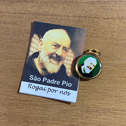 MEDALHA DUPLA FACE SANTO PADRE PIO (12 UNIDADES)