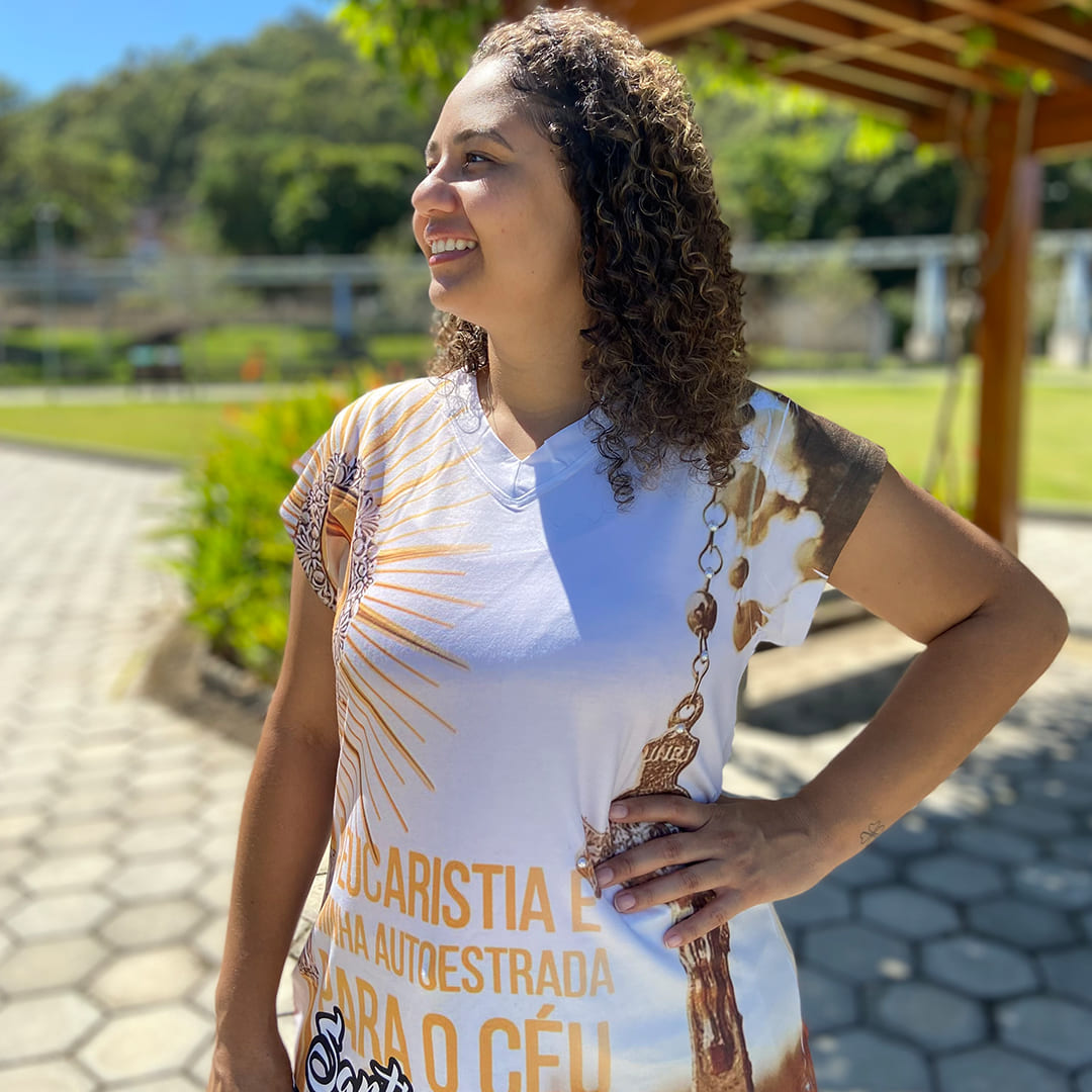 CAMISETA RELIGIOSA SANTÍSSIMO SACRAMENTO BRANCO TAMANHO:G (1 UNIDADE)